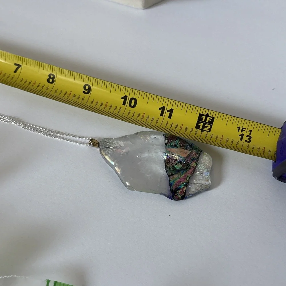 Artisan Dichroic Glass Shimmer Kaleidoscope Pendant Necklace